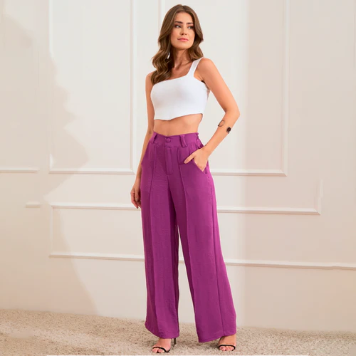 Calça Pantalona Social Feminina - LojasPacheco