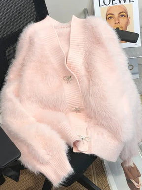 Cardigã Feminino Aveludado de Inverno Elegante VelvetGlam