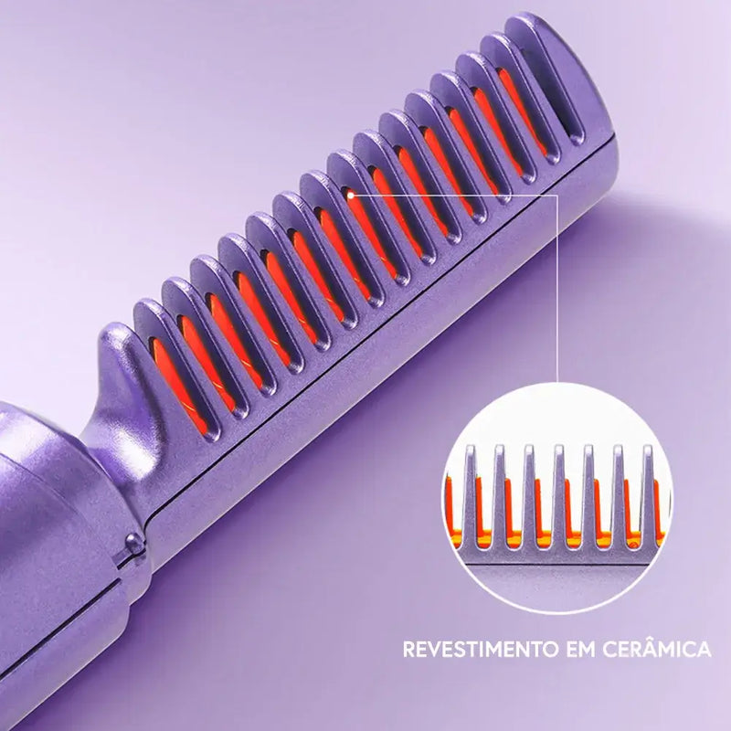 Escova de Cabelo Alisadora Anti Frizz Portátil