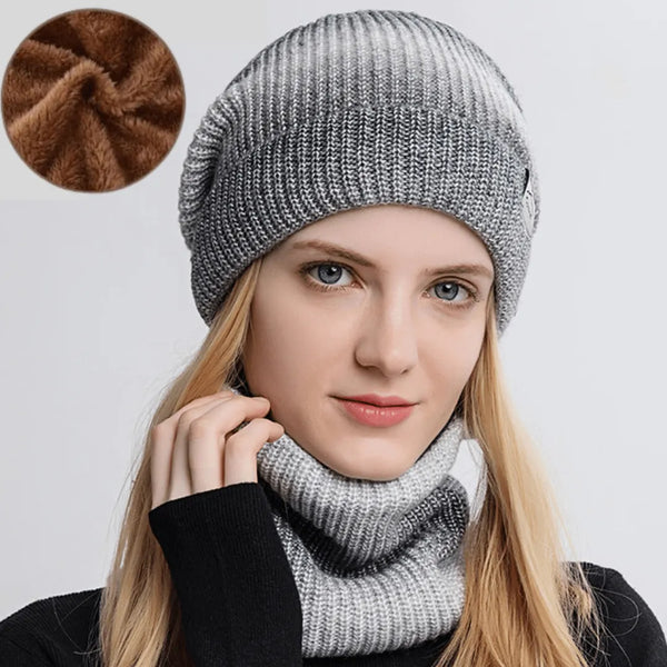 Gorro e Gola Degrade Forro Peluciado Kit Elegante