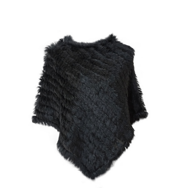 Poncho Feminino Luxuoso de Pele de Coelho LuxuryFur