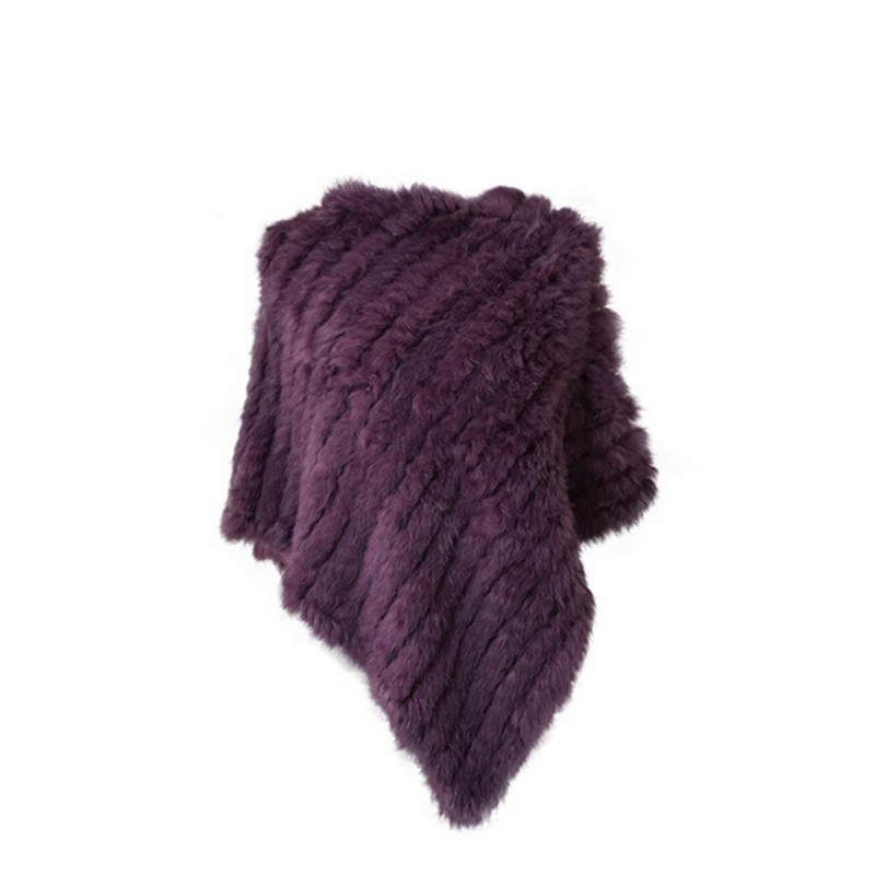 Poncho Feminino Luxuoso de Pele de Coelho LuxuryFur