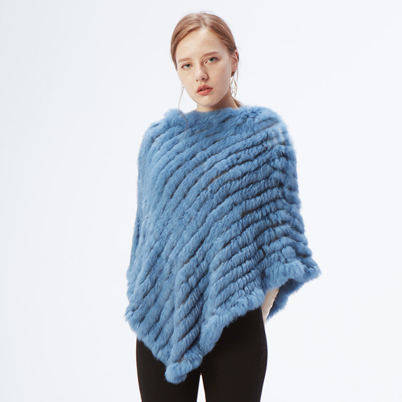 Poncho Feminino Luxuoso de Pele de Coelho LuxuryFur