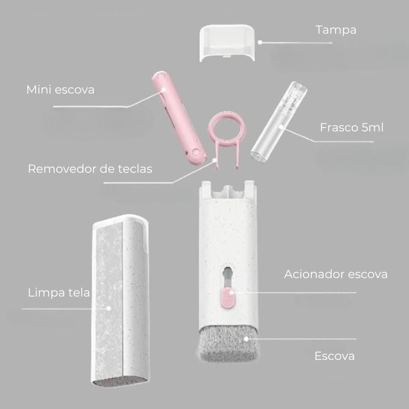 Limpador de celular e eletrônicos kit 7 acessórios de limpeza