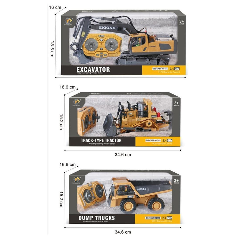 Escavadeiras e caminhão de controle remoto - Diversão Garantida - LojasPacheco